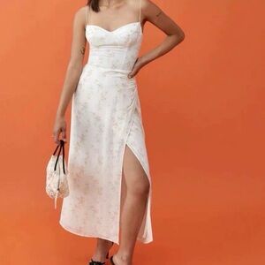 Reformation White Floral Midi Dress
